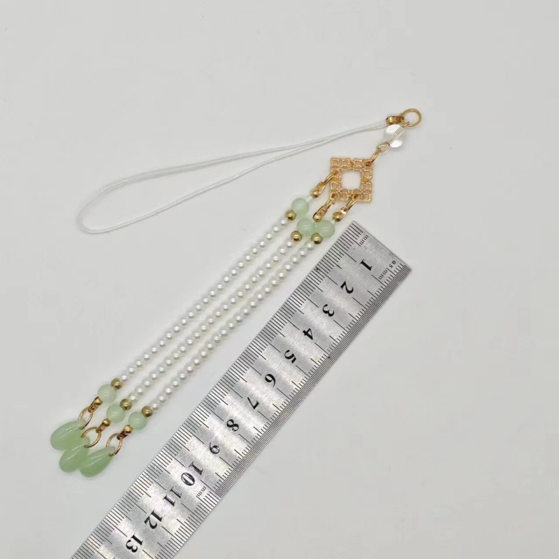 Qipao rever dekoratív gyöngyös lánc – négyzetes sarkok és vízcsepp alakú gyöngyök, mesterséges gyöngyök, Zhongli Youfang