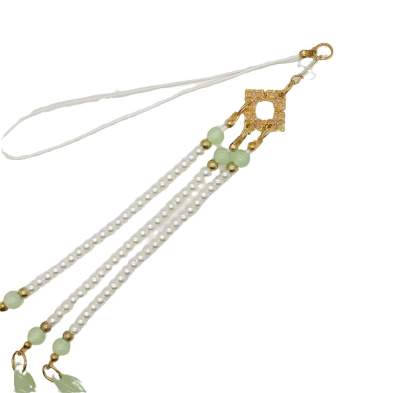 Qipao rever dekoratív gyöngyös lánc – négyzetes sarkok és vízcsepp alakú gyöngyök, mesterséges gyöngyök, Zhongli Youfang