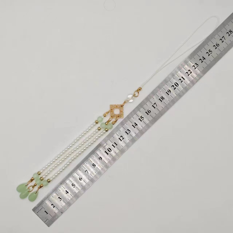 Qipao rever dekoratív gyöngyös lánc – négyzetes sarkok és vízcsepp alakú gyöngyök, mesterséges gyöngyök, Zhongli Youfang