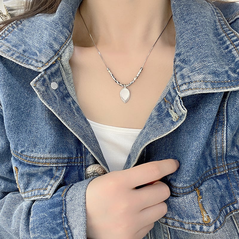 Colier cu pandantiv în formă de inimă-picătură, lanț metalic, cristal artificial, placare electrolitică, stil proaspăt și dulce