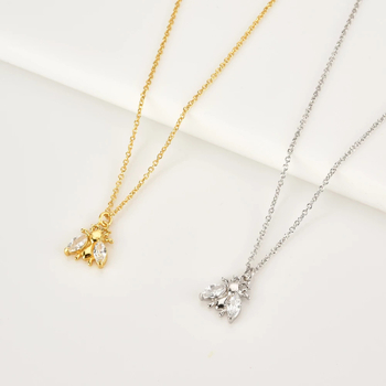 925 ezüstből készült méhmedálos nyaklánc O-lánccal, rovarmotívum, Vientiane