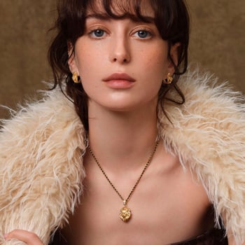 Colier cu pandantiv leu, stil palat, aur alluvial placat cu electroplacare, Zhenyu, primăvara 2025