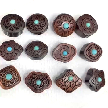 DIY аксесоари за бижута - ключодържател и висулка от дърво, бирюза вградена, ръчно издялани, All-Match стил