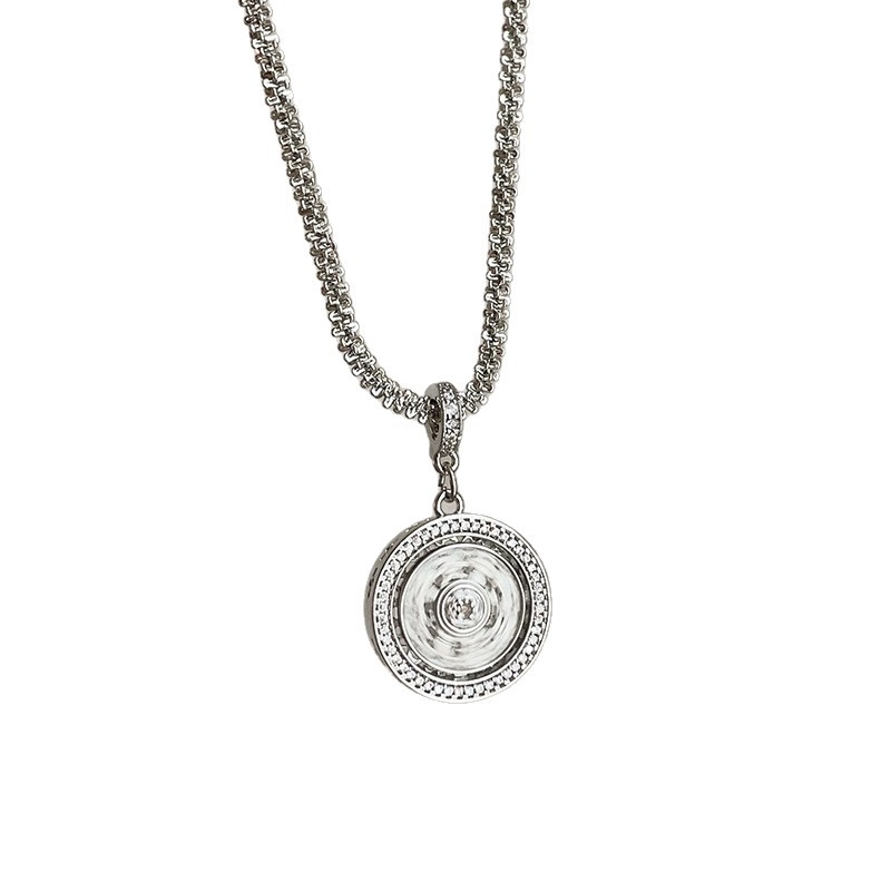 Colier metalic pentru femei cu busolă rotativă cu opt comori, lanț obișnuit