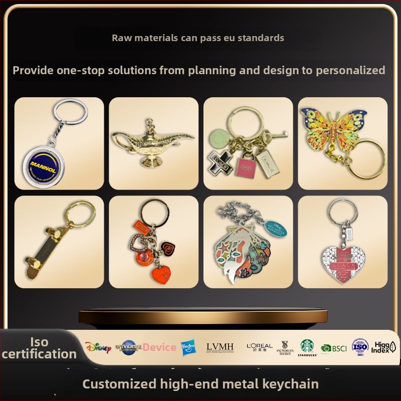 BRELOC METALIC 3D cu logo personalizat, finisaj email imitatie, stil lux ușor, pandantiv pentru geantă desen animat