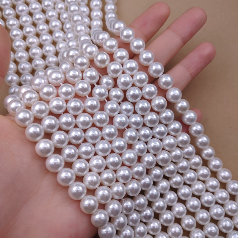 Kuglice od školjke s velikim otvorom 1,2 mm, prirodne školjke bisere, kuglice s probojenom rupom, labave kuglice za DIY nakit