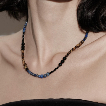 Vėrinys su natūraliais akmenimis, kinietiško vėjo stilius, rankų darbo, Yi Fei prekės ženklas, vasara 2024