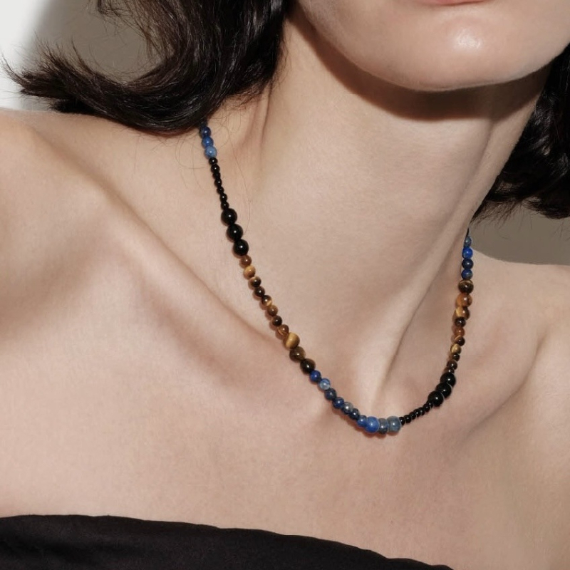 Vėrinys su natūraliais akmenimis, kinietiško vėjo stilius, rankų darbo, Yi Fei prekės ženklas, vasara 2024