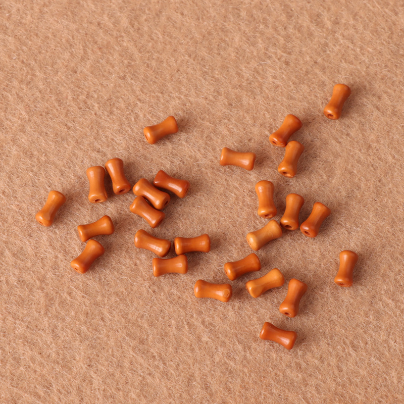 Set colier și brățară din mărgele de sâmburi de măslin, 108 mărgele, finisaj lucios, stil bambus