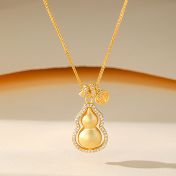 Srebro 925 lanac s privjeskom u obliku tikve i simbolom sreće, kineski stil geometrijski dizajn, lanac tip Čopard