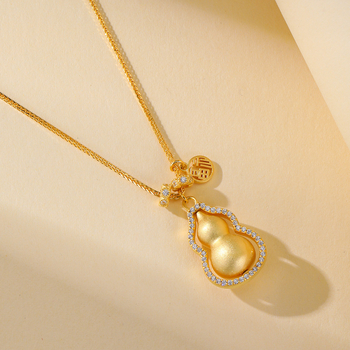 Srebro 925 lanac s privjeskom u obliku tikve i simbolom sreće, kineski stil geometrijski dizajn, lanac tip Čopard