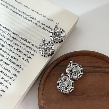 Silver Ruitai 925 Argint Sterling, Pandant cu compas cu opt comoare, rotativ, pentru unisex, stil chinezesc