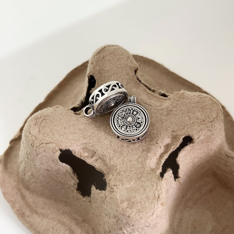 Silver Ruitai 925 Argint Sterling, Pandant cu compas cu opt comoare, rotativ, pentru unisex, stil chinezesc