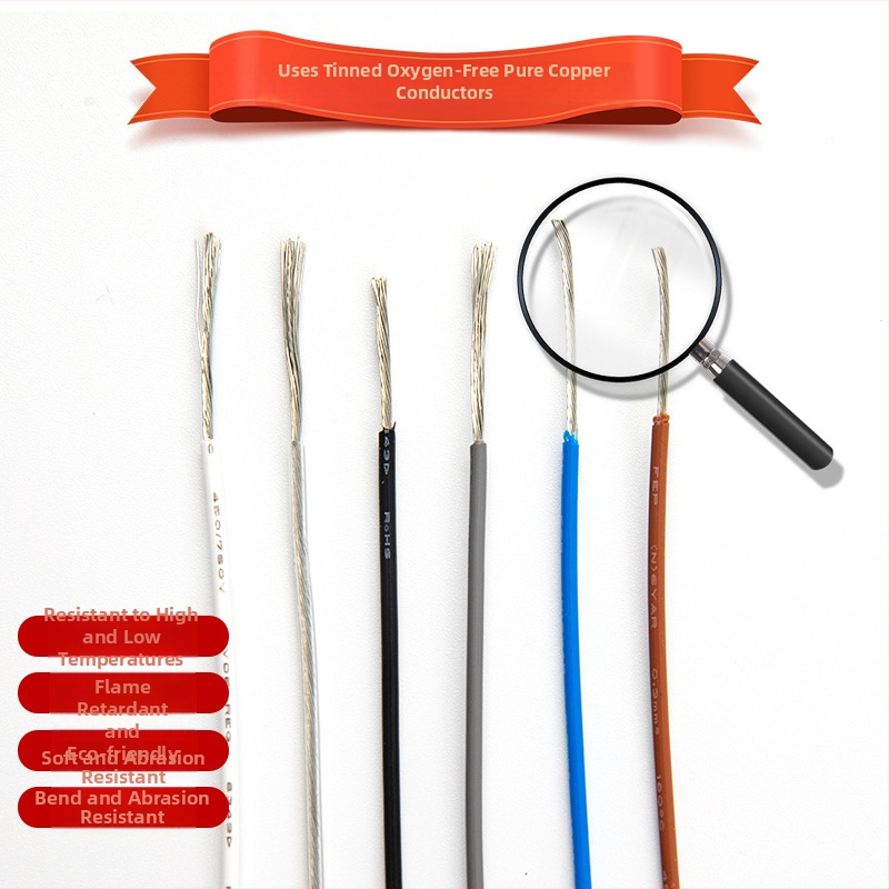 Teflon magas hőmérsékletű vezeték, 19 szálú ónzott réz, 450V/750V, 180°C, VDE8349