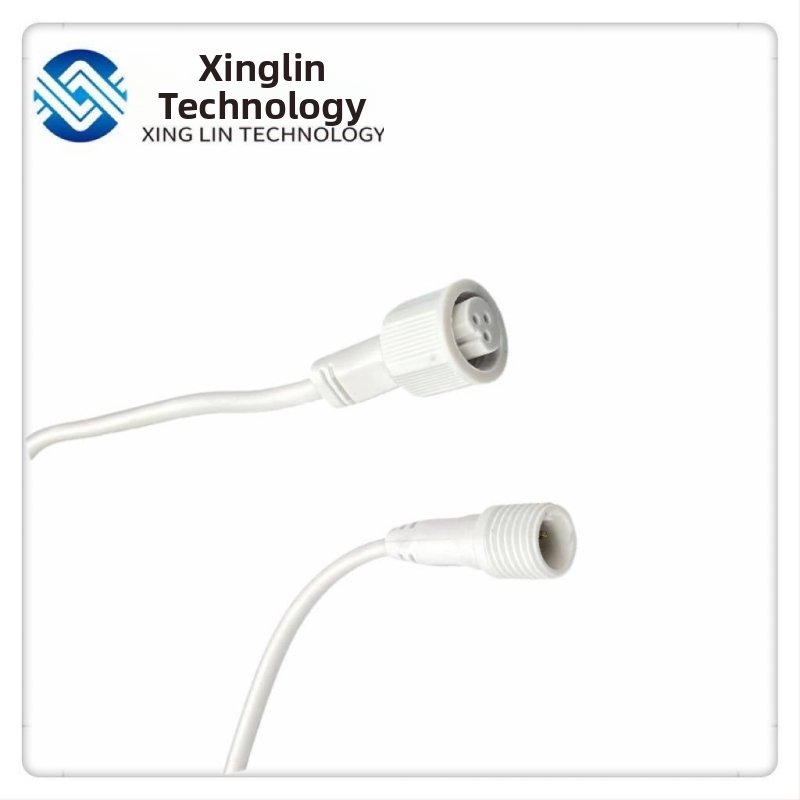 M13 atsparus vandeniui kabelis su dulkių gaubteliu, 3 laidų aviacinio kištuko versijai, vyr. ir moterų jungtys, 3A, 300V, variniai kontaktai, PVC izoliacija