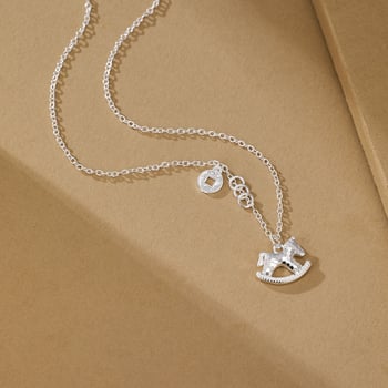 Nyaklánc póni függővel, ezüstbevonatú réz, elektroplakálás, szabványos lánc, uniszex, semleges stílus