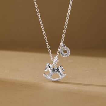 Nyaklánc póni függővel, ezüstbevonatú réz, elektroplakálás, szabványos lánc, uniszex, semleges stílus