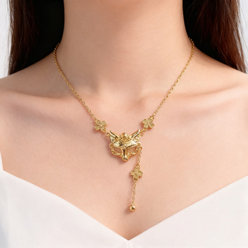 Colier cu mască de vulpe, Argint 925, Stil antic, Lanț Flash o