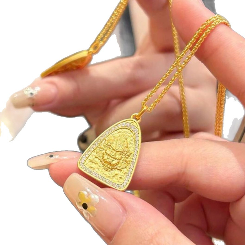 Colier din cupru placat cu aur, pandantiv geometric al lui Dumnezeu al Bogăției, pe lanț în stil Chopard, electroplacare, unisex