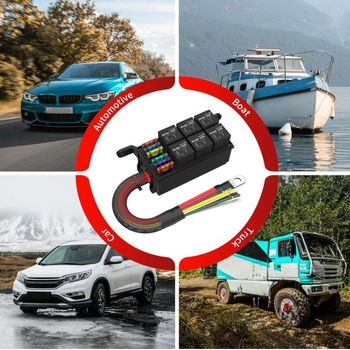 Кутия за предпазители и релета, 6-канална, предварително свързана, водоустойчива, 12V/24V