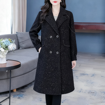 Γυναικείο παλτό με fleece επένδυση, βαμβακο-πολυεστερική ανάμειξη, κομψό αστικό στυλ, ζωικό μοτίβο, Χειμώνας 2025