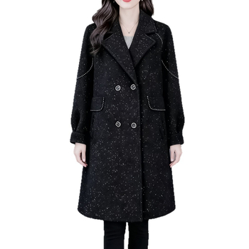 Γυναικείο παλτό με fleece επένδυση, βαμβακο-πολυεστερική ανάμειξη, κομψό αστικό στυλ, ζωικό μοτίβο, Χειμώνας 2025