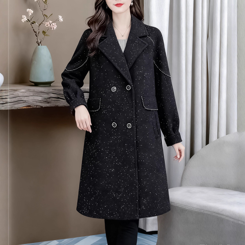 Γυναικείο παλτό με fleece επένδυση, βαμβακο-πολυεστερική ανάμειξη, κομψό αστικό στυλ, ζωικό μοτίβο, Χειμώνας 2025