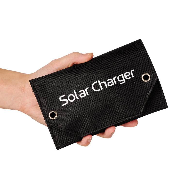 Сгъваемо слънчево зарядно за къмпинг и походи, 8W, USB изход 5V, IP66 водоустойчиво, 5 клетки на батерията