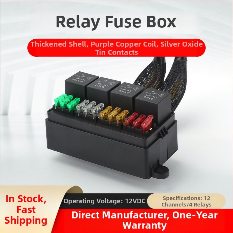 12-канален блок за релета и предпазители, 12V/24V, за автомобили и каравани, модулен дизайн