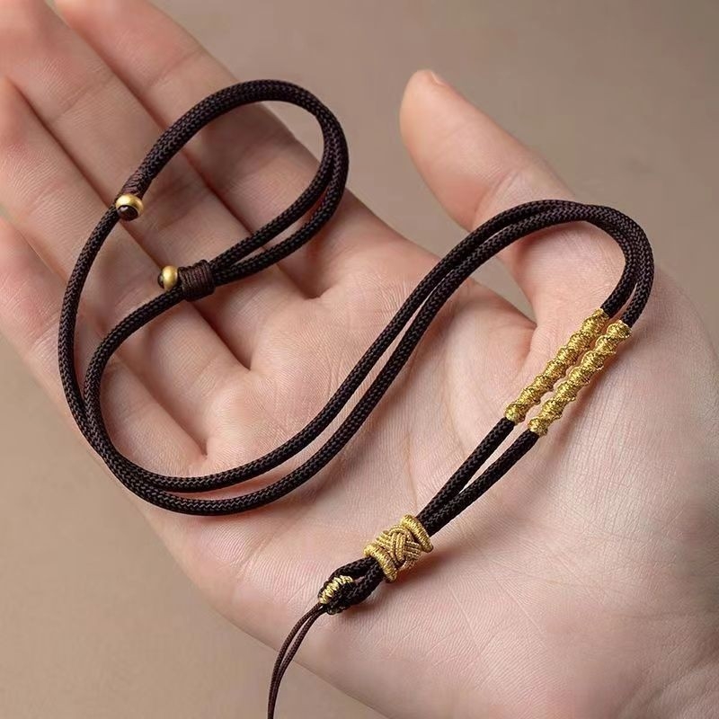 Въжева висулка за огърлица с нефритова висулка, регулируем въжен кабел, унисекс аксесоар — артикул A36044, продукт 365649