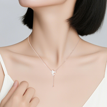 Colier Carline din argint, floare sferică, lanț O-link, design multistrat, circumferință 41–50 cm