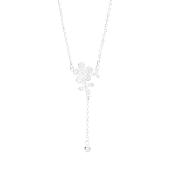 Colier Carline din argint, floare sferică, lanț O-link, design multistrat, circumferință 41–50 cm