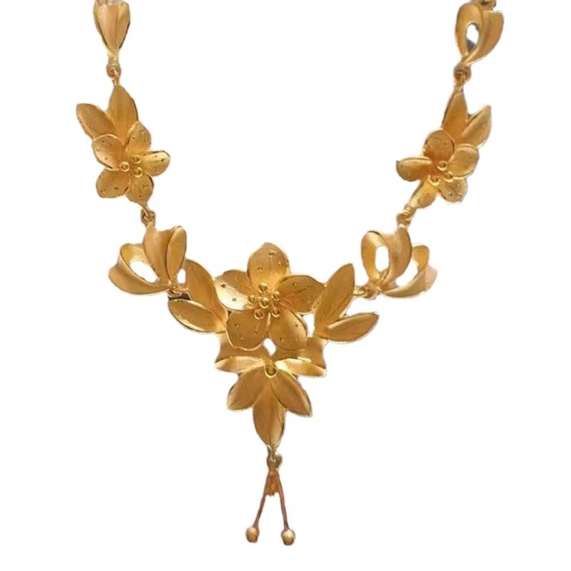 Rézből készült nyaklánc etnikus virágmotívumokkal, irodalmi retro stílus, Shantwei eredet, 2024 tavasz