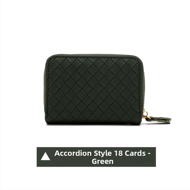 Kõik-ühes kaardikott punutud mustriga, PVC, mahutavus 9/18/20 kaarti, varguste vastane, unisex