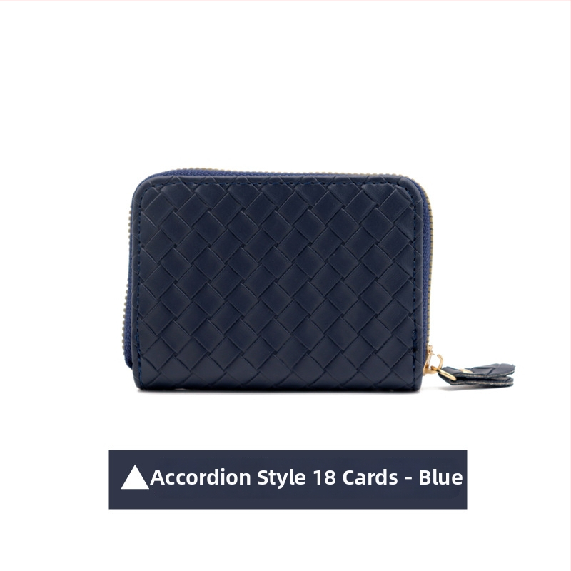 Kõik-ühes kaardikott punutud mustriga, PVC, mahutavus 9/18/20 kaarti, varguste vastane, unisex