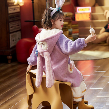 Παιδική ρόμπα για κορίτσια, χειμερινή με επένδυση φλίς, παχιά, με σχέδιο καρτούν, για κορίτσια 3–8 ετών, 100% πολυεστέρας