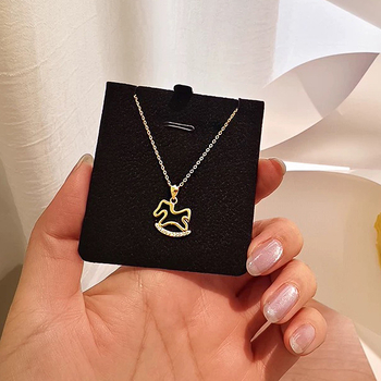 Colier din argint S925 cu cal zodiacal, lanț O, placare electrolitică, greutate 1,6 g