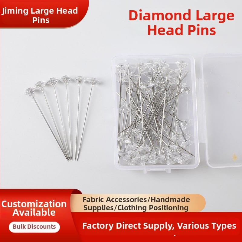Kézi varráshoz és patchworkhoz gyémánt pozicionáló tűk, gyöngyház fejű rögzítő tűk, ruházati pozicionáló tűk nagykereskedelmi mennyiségben, doboz nélkül