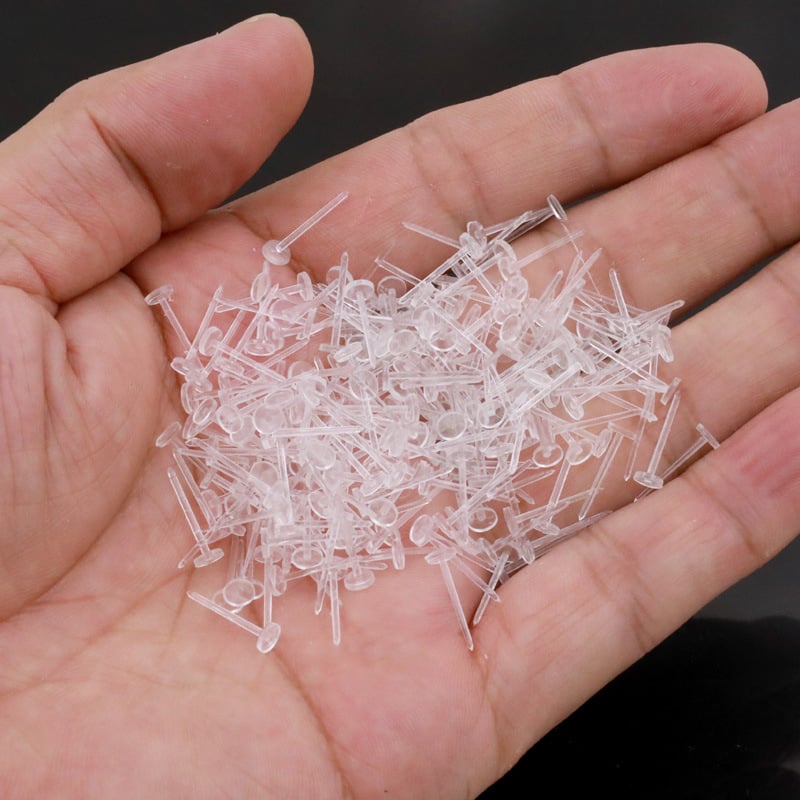4 mm prozirne plosnate igle za naušnice, plastični ušni štapići, DIY dodatak za nakit