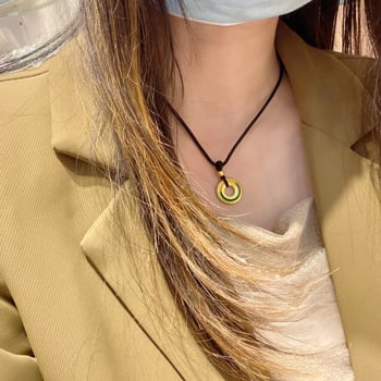 Colier cu pandantiv donut, lungime reglabilă, cupru cu electroplating, primăvara 2023, stil nou chinezesc