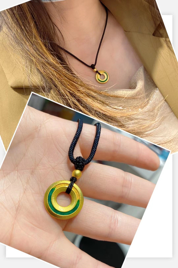 Colier cu pandantiv donut, lungime reglabilă, cupru cu electroplating, primăvara 2023, stil nou chinezesc