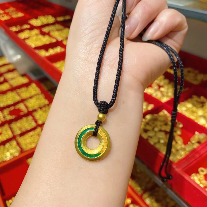 Colier cu pandantiv donut, lungime reglabilă, cupru cu electroplating, primăvara 2023, stil nou chinezesc