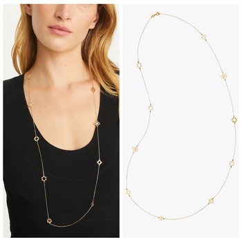 Κολιέ, σειρά Kira, μοτίβο τετράφυλλου λουλουδιού, μεταλλικό με κρεμαστό από χαλκό, ηλεκτροπλατίωση, πολυεπίπεδο, για γυναίκες, απλό στυλ, Καλοκαίρι 2025