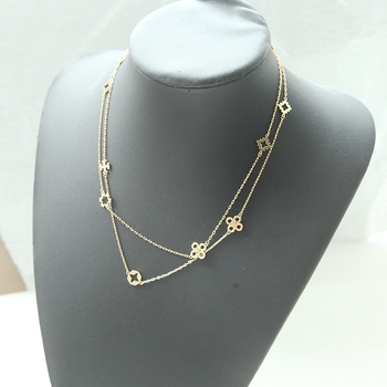 Κολιέ, σειρά Kira, μοτίβο τετράφυλλου λουλουδιού, μεταλλικό με κρεμαστό από χαλκό, ηλεκτροπλατίωση, πολυεπίπεδο, για γυναίκες, απλό στυλ, Καλοκαίρι 2025