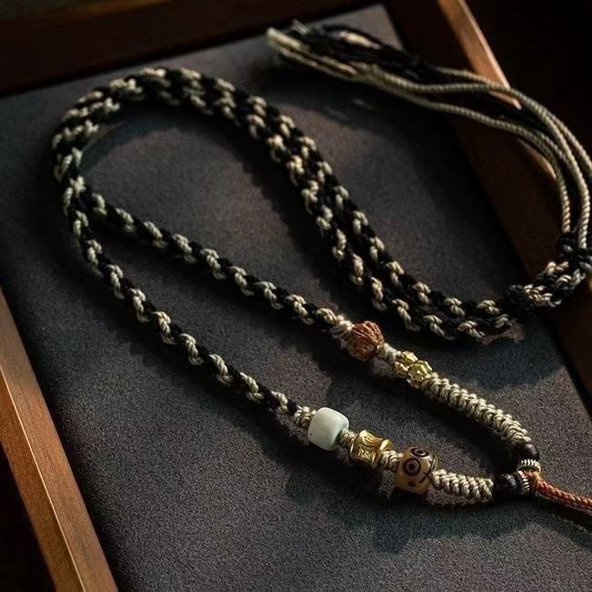 Colier – tricotat manual, pandantiv din aliaj pe lanț obișnuit, stil tibetan Thangka etnic, unisex