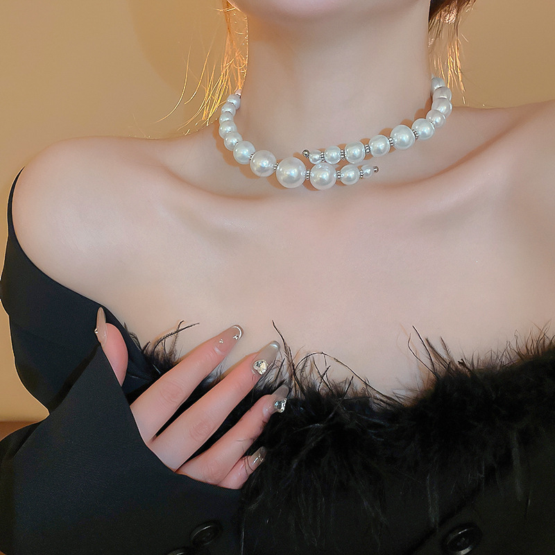 Colier choker cu perle artificiale, geometric pentru femei, greutate 0,0587 kg