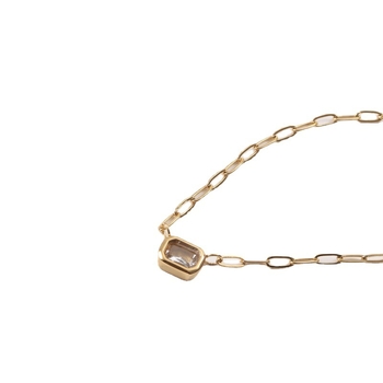 Κολιέ με γεωμετρικό τετράγωνο κρεμαστό από ζιρκόν, αλυσίδα τιτάνιο-χάλυβα με σχέδιο σφυρήλατου σταυρού, επίχρυση επίστρωση 18Κ