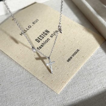 Colier geometric din cupru cu zirconiu, lanț O, pentru femei