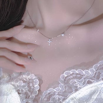 Colier geometric din cupru cu zirconiu, lanț O, pentru femei