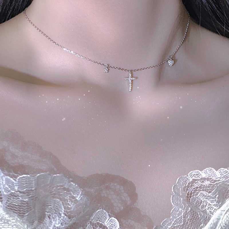 Colier geometric din cupru cu zirconiu, lanț O, pentru femei